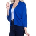 thumbnail image 2 of Cielo 1985 Women's Open Bolero Cardigan Sweater - cropped 3/4 sleeves lightweight - By The Simply Fashion royalblue XL, 2 of 6
