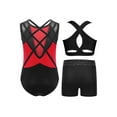 thumbnail image 2 of Miutii Gymnastics Leotard with Sport Bra Shorts Dancewear for Girls Sleeveless Sparkle Dance Bodysuit Athletic Unitard Set Red 12, 2 of 3