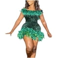 thumbnail image 2 of Njagoc3 Womens Sleeveless Fringe Trim Mini Dress, Flowy Party Clubwear, Dance & Festival Gown, 2 of 5