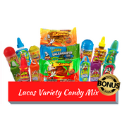 Lucas Mexican Candy Mix (15 Count)  Variety of Sweet, Spicy, Sour Flavors in Melon, Mango, Chamoy, Tamarind with Mystery Bonus Candy, by Just Relax and Live!