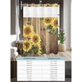 thumbnail image 6 of No Hook Cloth Fabric Shower Curtain with Snap in Liner, Sunflower Waterproof Shower Curtains Set with See Through Top Window, Farmhouse Floral Bee Brown Vintage Wood Grain Bath Curtains 66"x72", 6 of 6