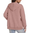 thumbnail image 3 of Women Oversized Hooded Zip Up Cardigan Sweatshirts Long Sleeve Hoodie Casual Lightweight Sweater Fashion Jacket, Dark Pink, S, 3 of 7