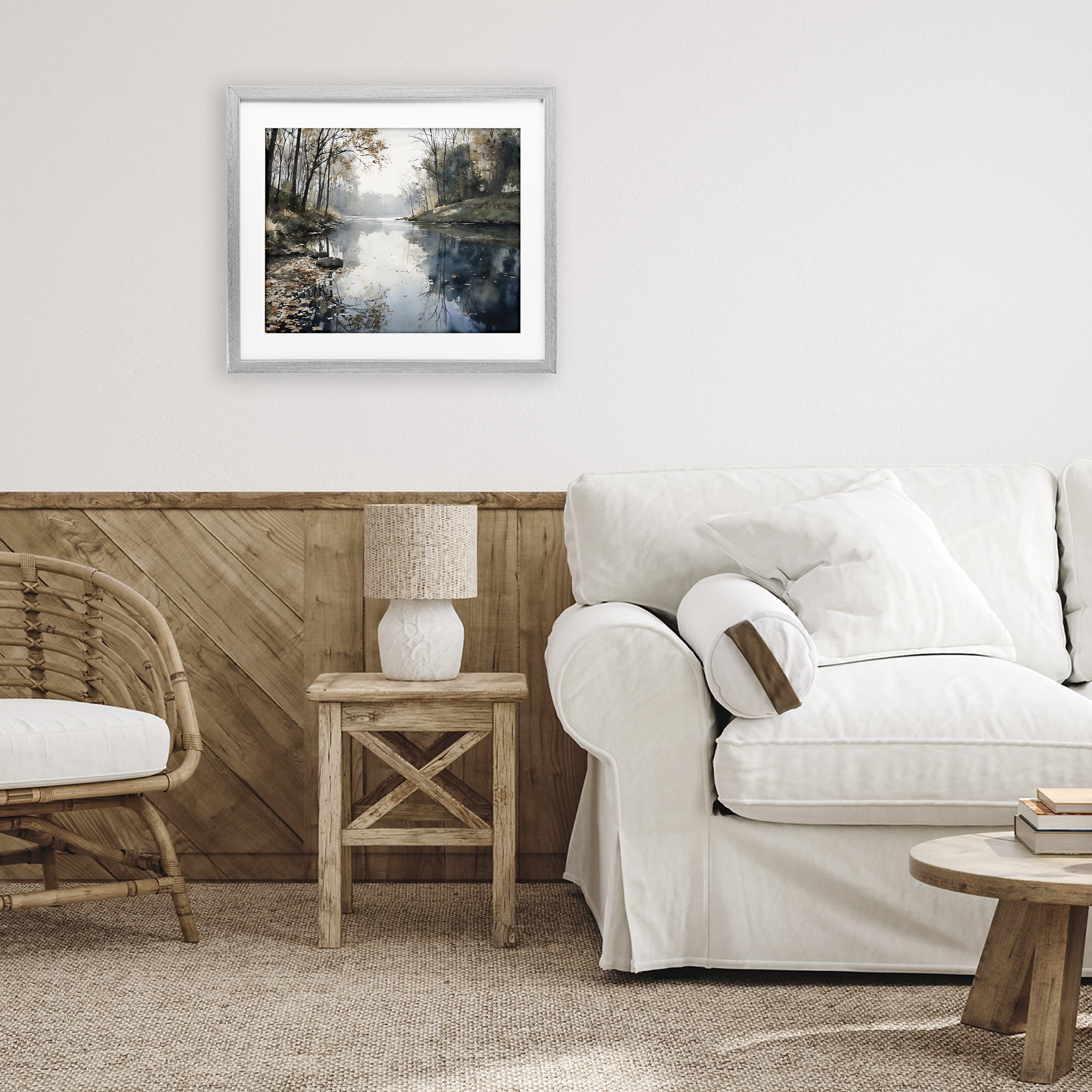 Stupell Industries Fall Lake Reflection Gray Framed Print Under Glass, design by Franklyn Gregory