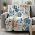 thumbnail image 2 of Blue Coastal Blanket Soft Cozy Warm Twin Blanket for Bed, Plush Fuzzy Flannel Fleece Blankets for Sofa, Summer Beach Coral Shell Starfish Seahorse Throw Blankets for Couch, Gifts for Men, 60"x80", 2 of 9