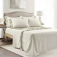 thumbnail image 2 of Ruffle Bed Sheet Set 6 Piece - 12 Inch Deep Pocket - 400 Thread Count - 100% Egyptian Cotton - Super Comfy, Extra Soft and Luxury - Ivory Solid, Olympic Queen Size., 2 of 6