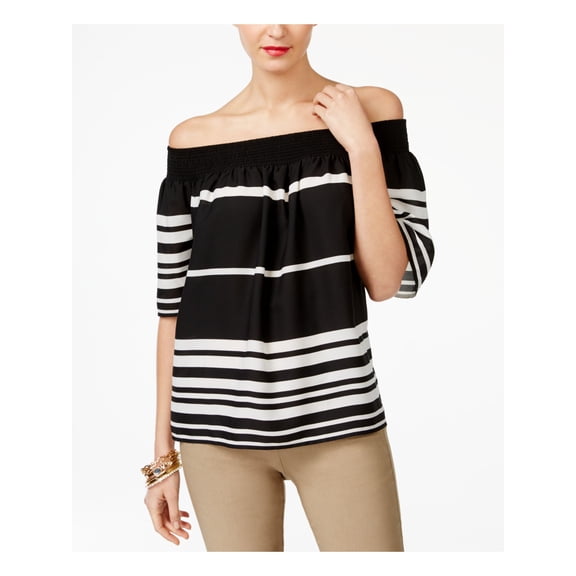 I-N-C Womens Striped Knit Blouse