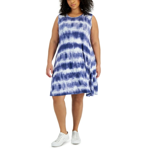Style & Co Plus Size Tie-Dyed Flip Flop Dress Dye Blue 3X