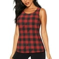 thumbnail image 2 of Picia Red Black Plaid Pattern Women's Workout Tank Top,Breathable Activewear,Slim Fit Athletic Top,Versatile Workout Moisture-wicking top-Medium, 2 of 9
