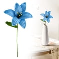 thumbnail image 2 of Crochet Flowers, Knitted Artificial Wool Lily for, Handmade Knitted Flowers, Lily Mother' Day Gift Crochet Flowers Artificial Flower Bouquet Homemade Desktop Table Decor Gift, 1Pc(Blue,15.7x4"), 2 of 9