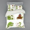 thumbnail image 2 of Ambesonne Animal Bedding Set 3 Pcs, Snake Frog Ninja Reptile, Twin XL, Green Brown Red, 2 of 3