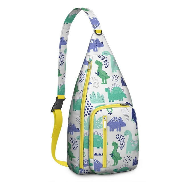 Cute Cartoon Dino Sling Backpack - Funny Dinosaur Pattern Crossbody Bag, Fashionable Pack for Commuters