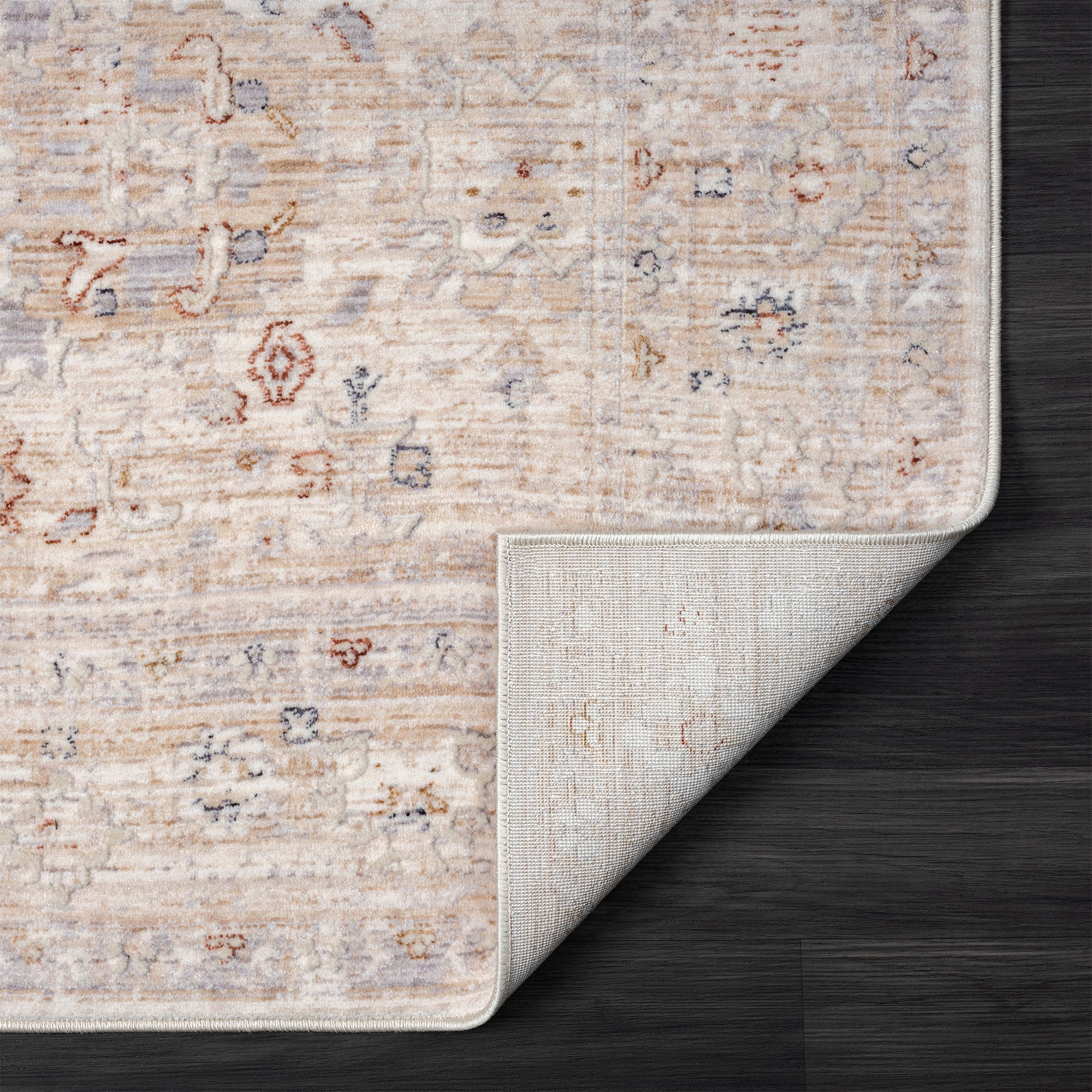LR Home Mia 4' X 6' Gray/Rust Bordered Premium Ultra-Soft Indoor Area Rug