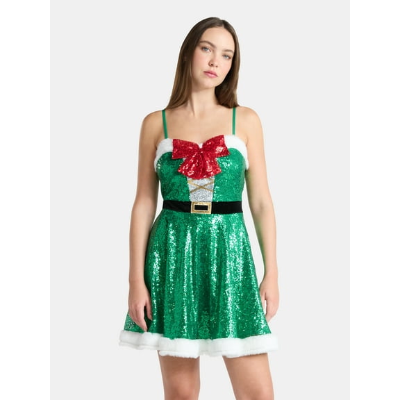No Boundaries Nutcracker Sequin Mini Dress, Women's