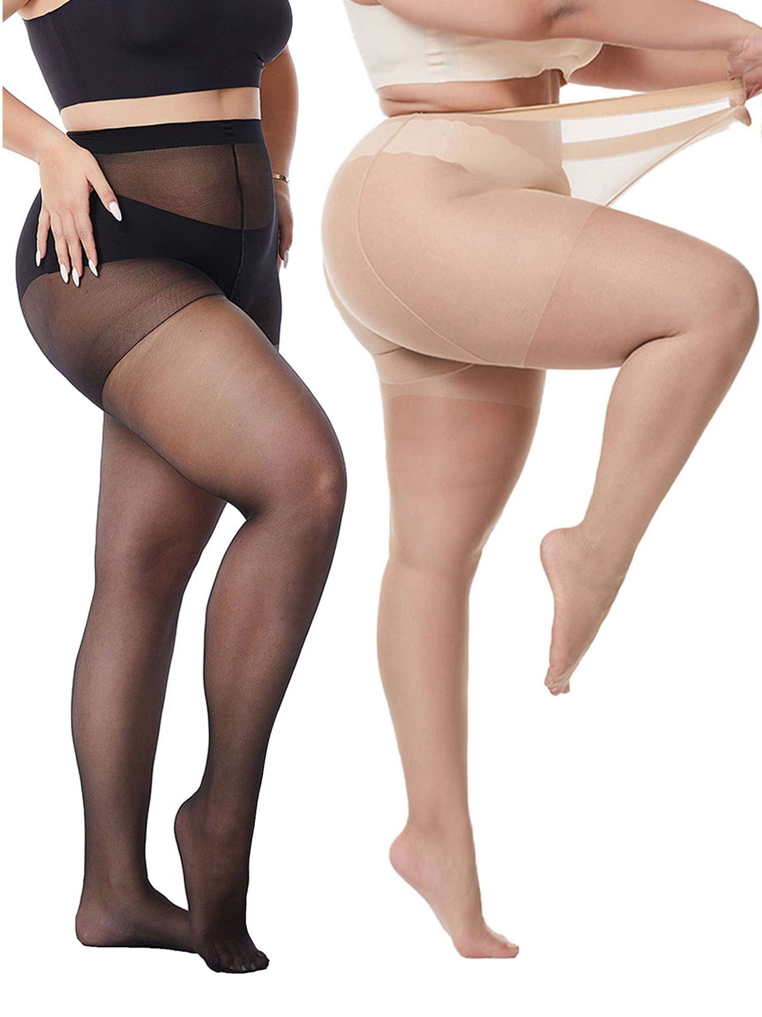 Gustave Ultra Sheer Pantyhose for Women Plus Size High Waist Control