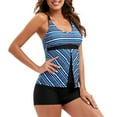 thumbnail image 3 of KaLI_store Swimsuits Womens Tankini Swimsuits Two Piece Tummy Control Bathing Suits with Shorts Modest Tank Tops Blue,M, 3 of 4