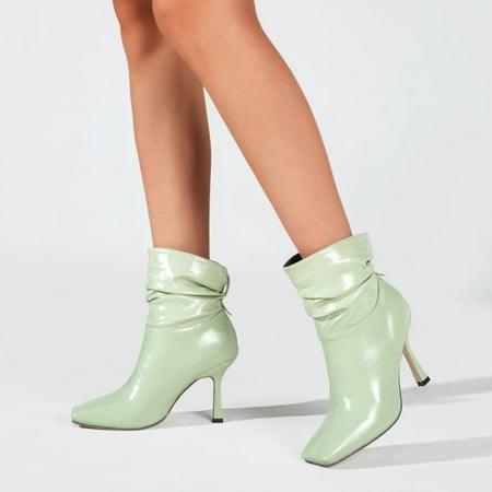 

Women s Shoes Fashion Solid Color Minimalistic Comfortable Pleated Design High Heel Fine Heels Boots