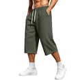 thumbnail image 3 of Xcmzpl Men's Capri Pant Baggy Below Knee Summer Sweat Shorts Elastic Waist Athletic Casual Drawstring Pocketed 3/4 Pants M-3XL, 3 of 10