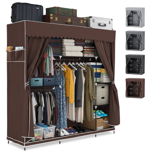 Closet Armable Ropero Armario Organizador 205x45x170cm Color Café Blick
