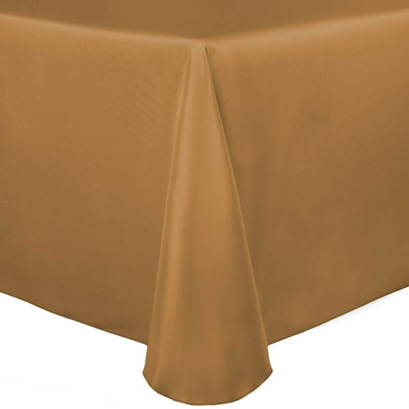 Ultimate Textile (10 Pack) Satin 70 x 104-Inch Oval Tablecloth - for Home Dining Tables, Antique Gold