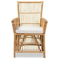 thumbnail image 3 of Baxton Studio Rose Modern Bohemian White Fabric Upholstered and Natural Brown Rattan Armchair, 3 of 7