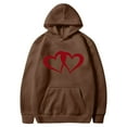 thumbnail image 3 of Women's Fall Fashion Hoodies Hooded Sweatshirts Casual Loose Heart Printed Outdoor Hoody Jackets Round Neck Long Sleeve Hoodie Pullover Winter Outwears with Pocket, 3 of 4