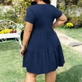 thumbnail image 4 of CYRBOKO Women's Plus Size Dresses Midi, Crew Neck Summer Loose Fit Short Sleeve Casual Dresses Navy Size 4XL, 4 of 5