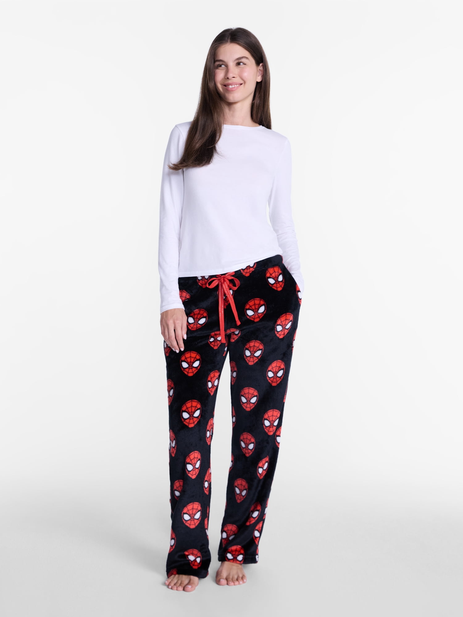 Spider-Man Women's Minky Fleece Pajamas Pants with Pockets, Sizes XS-3X