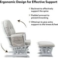 thumbnail image 3 of Nursery Glider & Ottoman Sets, Reclining Glider Rocker with Ottoman, Nursery Rocking Breastfeeding Maternity Chair for Baby Room, Recliner Glider with Ottoman, Padded Arms - Light Gray, 3 of 17