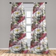 thumbnail image 2 of Floral Window Curtains, Flowers of Spring Garden Colorful Watercolor Print on Checkered Plaid Design, Lightweight Decor 2-Panel Set with Rod Pocket, Pair of - 28"x84", Grey Multicolor, by Ambesonne, 2 of 3