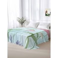 thumbnail image 5 of Blue Pink Green Floral Full Size Flat Sheet, Wrinkleproof & Fadeproof Cooling Flat Bed Sheet Only, Seasonal Botanical Blooms Breathable Soft Bedding Top Sheets 81 x 96 Inches, 5 of 8