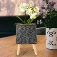 thumbnail image 3 of 1Pcs Woven Plant Basket Dark Grey Wooden Triangular Stand for Home Decor Simple Design, 3 of 8
