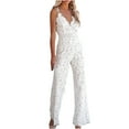 thumbnail image 2 of Hvyesh Jumpsuit for Women Dressy Lace Jumpsuits Formal Party Rompers Jumpsuits Elegant V Neck Strappy Jumper, 2 of 10