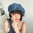 thumbnail image 2 of SikaFu Big Version Spicy Girl Exaggerated Painter Cloud Hat Sweet And Cool Denim Beret Big Head Circumference Female Niche Spicy Girl Octagonal Hat Trend, 2 of 6
