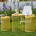 thumbnail image 2 of Y&M Indoor Outdoor Chic Metal Round End Table, Flower Yelow (Set of 3), 2 of 6