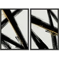 thumbnail image 2 of PixonSign Framed Wall Art Set Black Gold Paint Stroke Collage Abstract Geometric Canvas Prints Graffiti & Street Modern Art Decorative for Living Room, Bedroom, Office - 24"x36" Black, 2 of 5