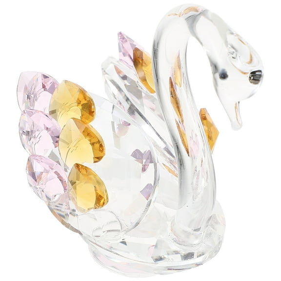 ifundom Decorative Swan Crystal Craft Statue Yellow Figurine Home Decor 1 Set