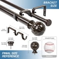 thumbnail image 3 of Urbanest Adjustable Double Curtain Rod Set Fluted Ball Flat Button Finials – 1″ Front & 5/8″ Back Rod With Bronze Rod, 84–120 Inches, 3 of 6