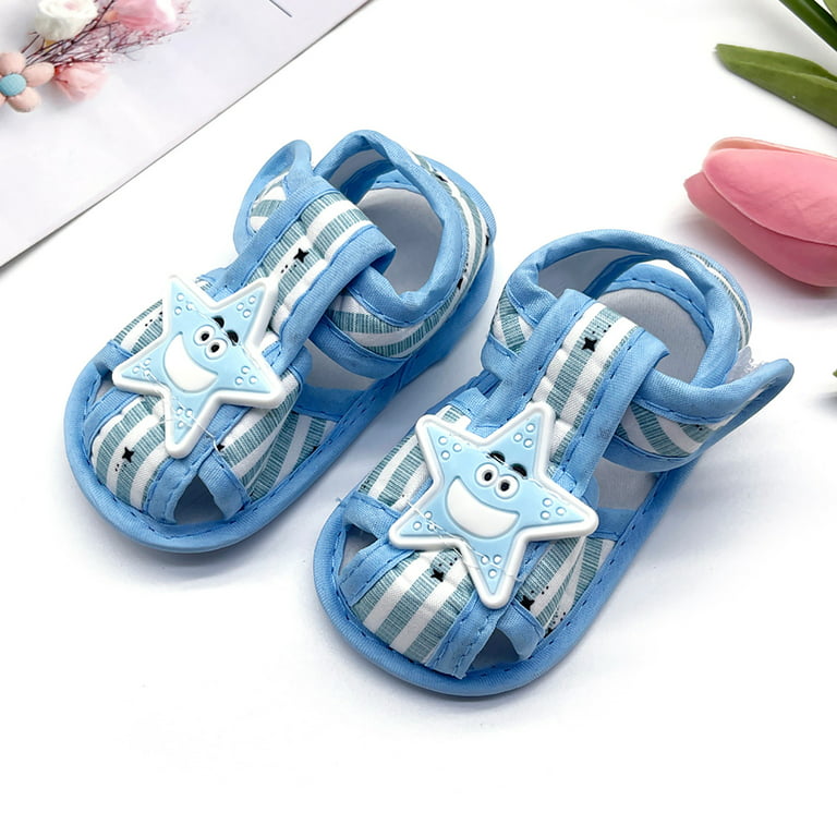Toddler Baby Sandals Cartoon Closed-Toe Soft Flat Sole Lightly Comfy Hook  and Loop Prewalkers Shoes for Kids Size 11;0-3 M 