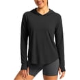 thumbnail image 2 of Tqcoqu Women's UPF 50+ Sun Protection Hoodie,Long Sleeve Hiking Fishing Lightweight UV Rashguard with Thumb Hole,Black Women's S-XXXL, 2 of 6