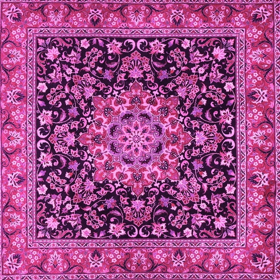 Ahgly Company Indoor Square Medallion Pink Traditional Area Rugs, 3' Square
