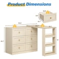 thumbnail image 4 of May in Color 6 Drawer Dresser, Extendable Corner Vanity Desk and Dresser Combo with 3 Side Shelves, Wood Dressing Table for Bedroom, Dressing Room, Beige, 4 of 9
