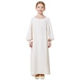 thumbnail image 1 of Hpapadks Robe pour Filles Enfants Robe Musulmane Manches Longues Solide Ample Décontractée Robe de Prière Robes pour Filles Beige 5-6 Ans, 1 of 7