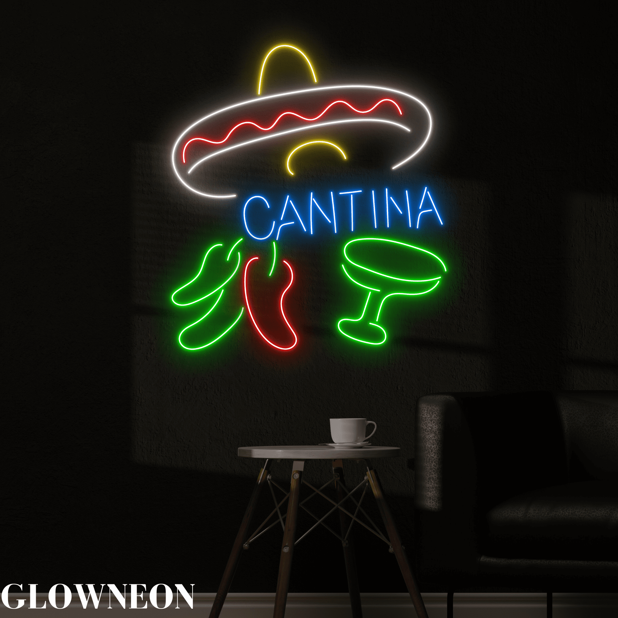 Glowneon Mexican Cantina Neon Signs, Wine Mexican Bar Pub Led