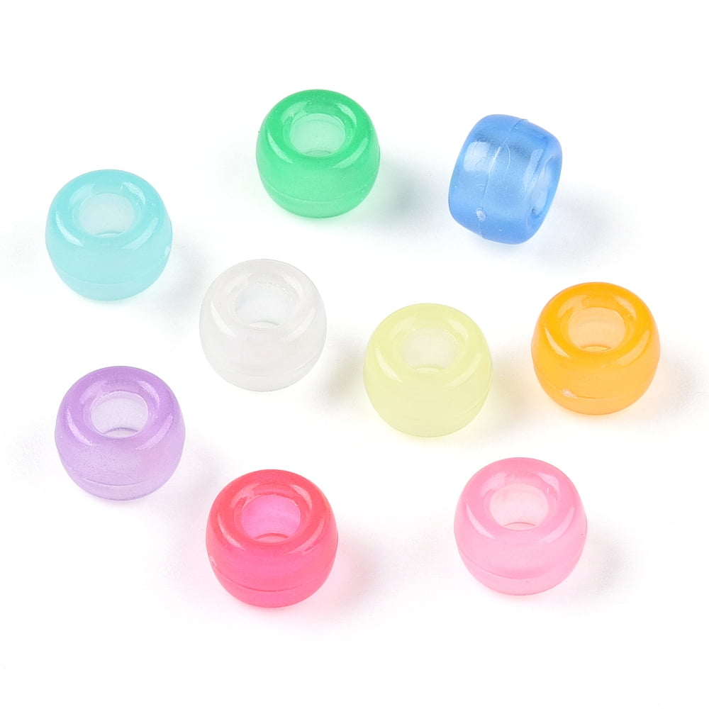 500gs Transparent Luminous Acrylic Beads Crow Beads Pony Beads Glow in the Dark Rondelle Mixed color 9x6mm Hole: 3.8mm Multi-color