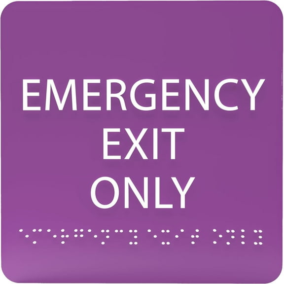 ADA CENTRAL SIGNS - 6" X6" Emergency Exit Only Sign - ADA Compliant Tactile Graphics Grade 2 Braille Text Acrylic Wall Sign - Safety Restriction Evacuation Signs for Office, Schools, Hotel, Apartments