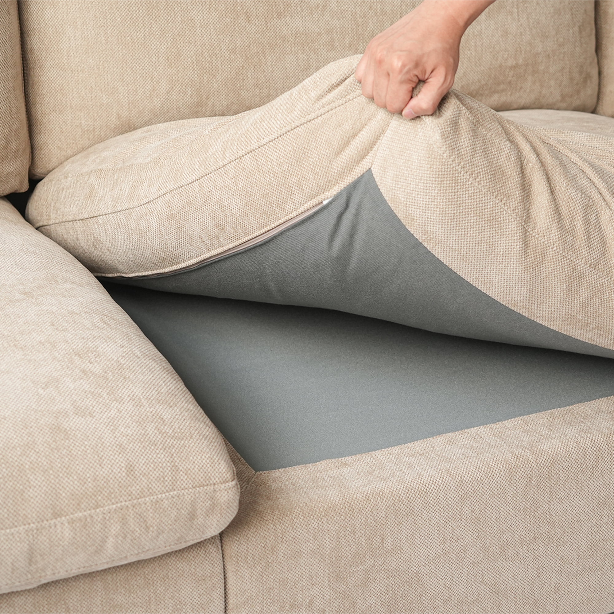 The Magic Home Modular Sofa & Sectional Sofa - Deep Seat Cloud Couch in Soft Linen Blend Fabric,Perfect for Apartment & Small Space Living,Ottoman,Khaki Couch