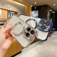 thumbnail image 5 of Compatible with iPhone 13 Pro Max Magnetic Clear Case,Luxury Plating Bling Transparent Shockproof MagSafe Case with Full Camera Lens Protector for iPhone 13 Pro Max Women Girl Men-Blue, 5 of 14