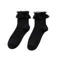 thumbnail image 2 of Naierhg Thermal socks 1 Pair Ladies Socks Solid Color Lace Short Tube Mesh Hollow Out Lolita Ruffle Stretch Princess Socks Streetwear Black, 2 of 7