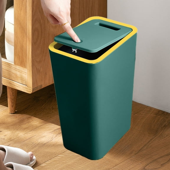 Tgbvmt Bathroom Trash Can Small Garbage Bin Plastic Flip Lid Press Lid Wastebasket Toilet Office Bedroom Living Room Narrow Space Durable Odor-Lock Practical Home Trash Container