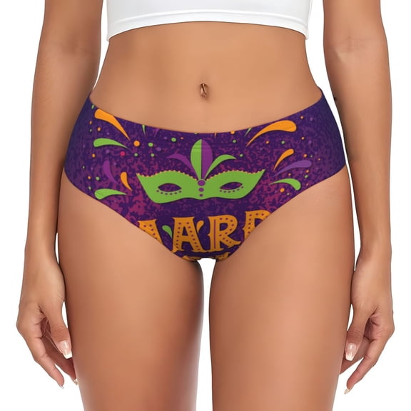 Womens Underwear - Mardi Gras2 No Show Seamless Underwear for Women, Stretch Women's Panties, Hipster Soft Comfort Ladies Panties Bikini Underwear Briefs